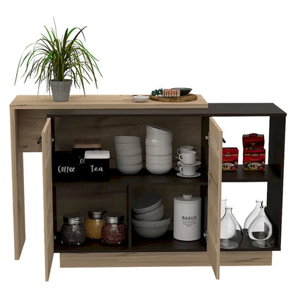 FM Furniture Aspen Kitchen Island, Two Concealed Shelves , Three Divisions