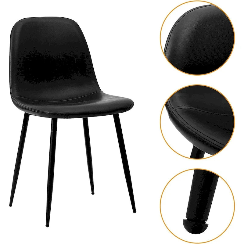 CangLong modern Upholstered Dining Chair in Faux Leather,Set of 4