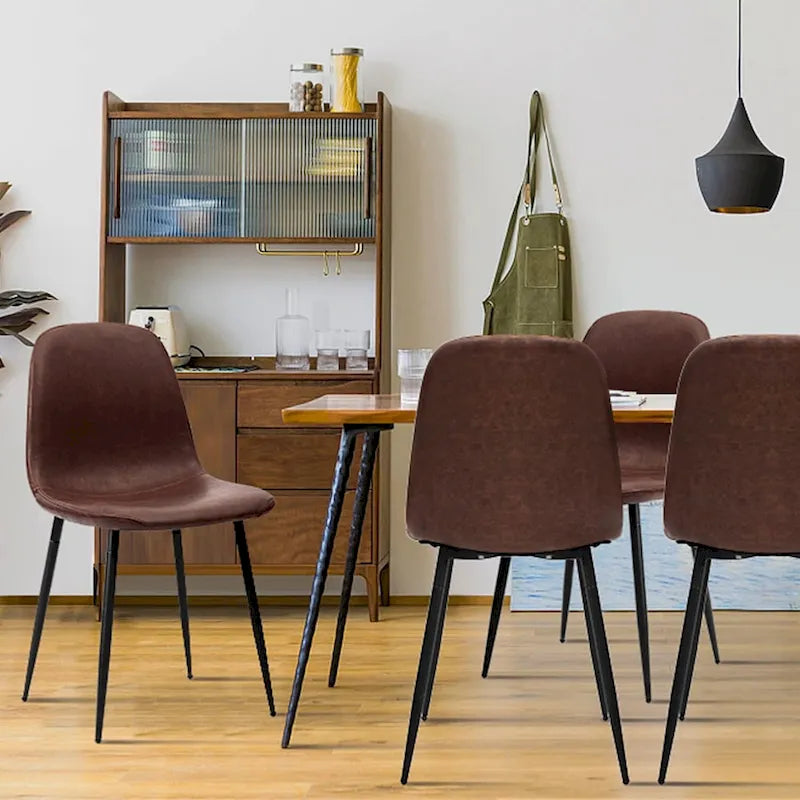 CangLong modern Upholstered Dining Chair in Faux Leather,Set of 4