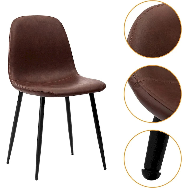 CangLong modern Upholstered Dining Chair in Faux Leather,Set of 4