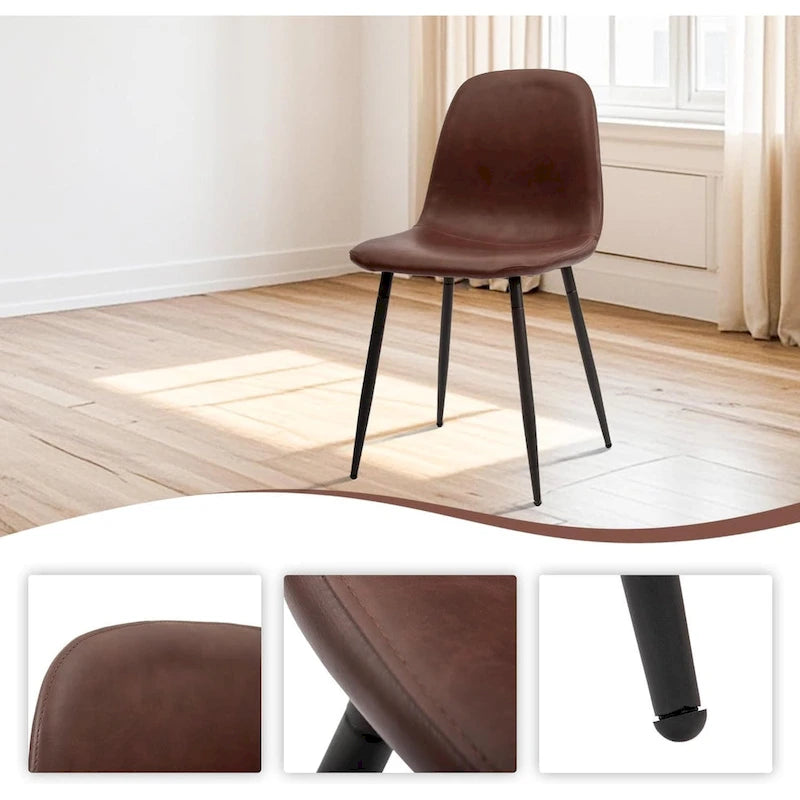 CangLong modern Upholstered Dining Chair in Faux Leather,Set of 4