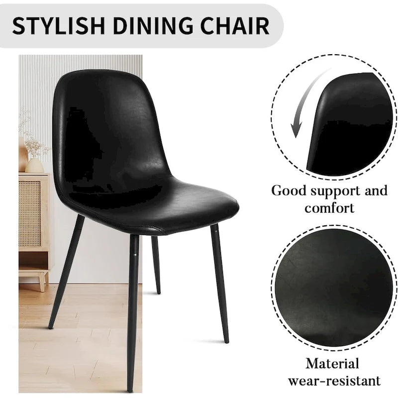CangLong modern Upholstered Dining Chair in Faux Leather,Set of 4