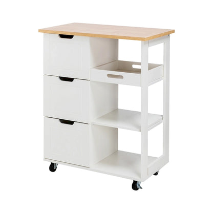 Futzca Kitchen Island Cart with 3 Open Shelves and 3 Drawers - N/A