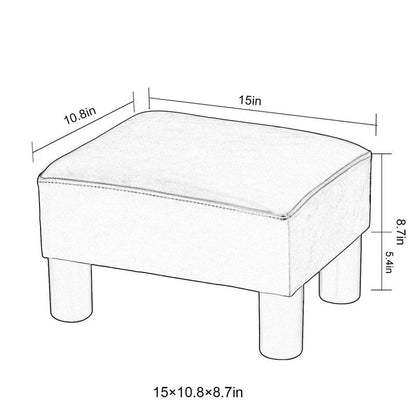 Adeco Faux Leather Ottoman Foot Rest Stool Square Padded Seat Ottoman