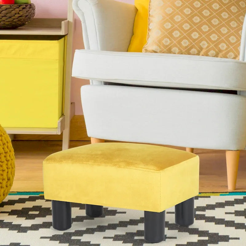 Adeco Faux Leather Ottoman Foot Rest Stool Square Padded Seat Ottoman