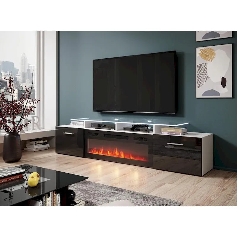 Rova EF Electric Fireplace Modern 75  TV Stand