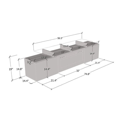Rova EF Electric Fireplace Modern 75  TV Stand
