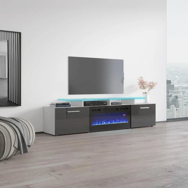 Rova EF Electric Fireplace Modern 75  TV Stand