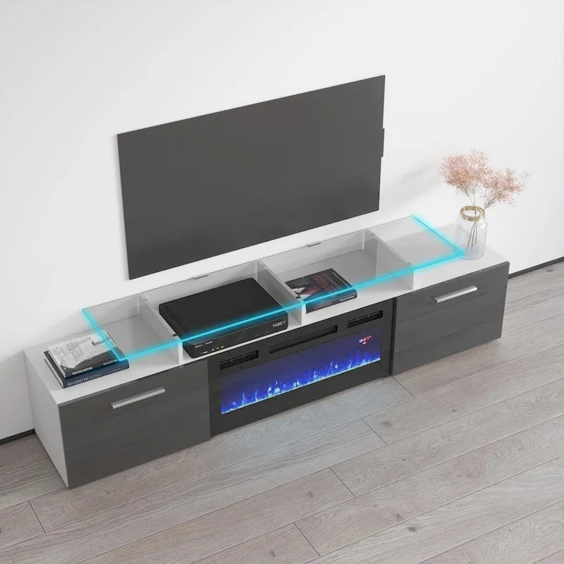 Rova EF Electric Fireplace Modern 75  TV Stand
