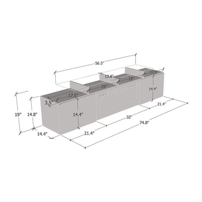 Rova EF Electric Fireplace Modern 75  TV Stand