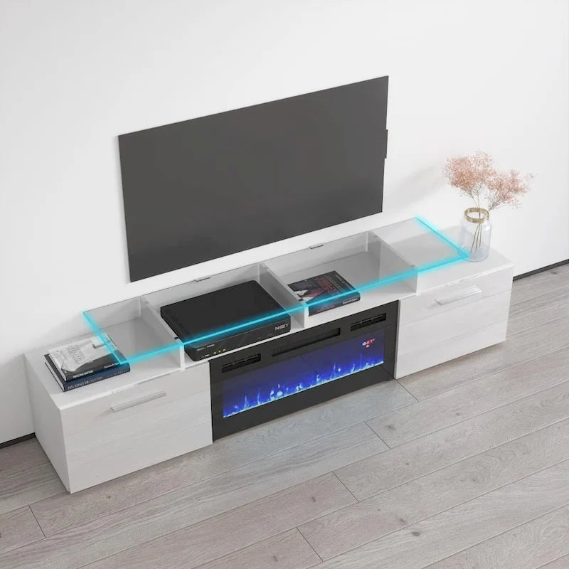 Rova EF Electric Fireplace Modern 75  TV Stand