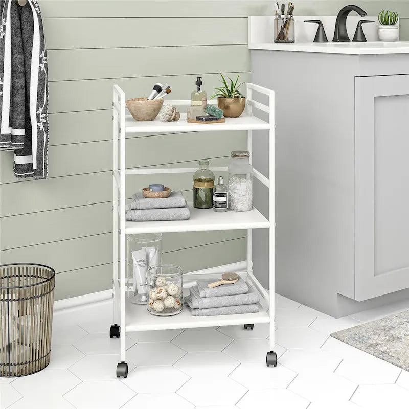 Avenue Greene Emerald 3 Shelf Metal Rolling Utility Cart