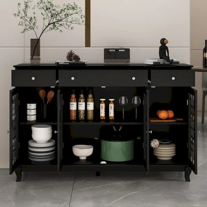 Modern Farmhouse Wood Accent Cabinet with Glass Doors Sideboard Buffet