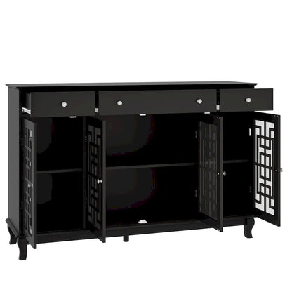 Modern Farmhouse Wood Accent Cabinet with Glass Doors Sideboard Buffet