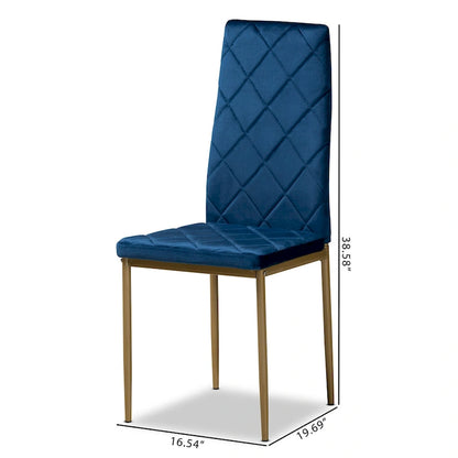 Blaise Modern Luxe and Glam 4-Piece Velvet and Metal Dining Chair Set