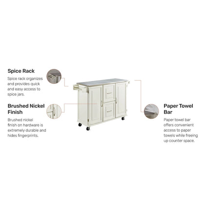 Homestyles Dolly Madison Wood Kitchen Cart with Stainless Steel Top