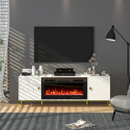 70  Wood Fireplace TV Stand with 36  Electric Fireplace