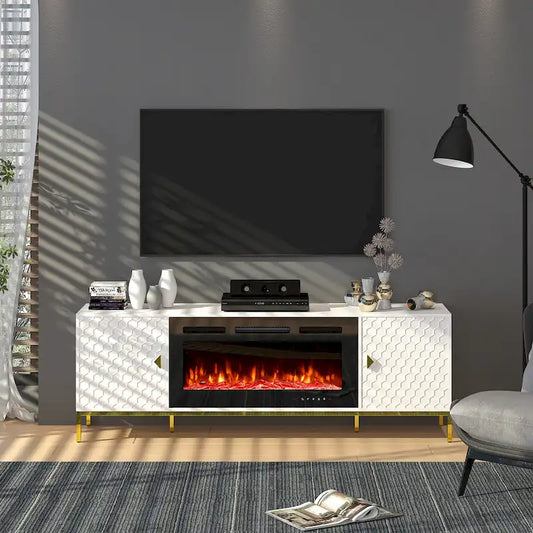 70  Wood Fireplace TV Stand with 36  Electric Fireplace