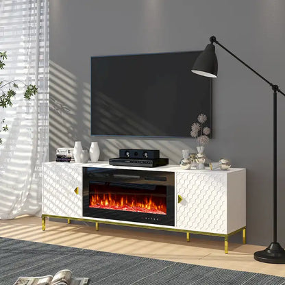 70  Wood Fireplace TV Stand with 36  Electric Fireplace