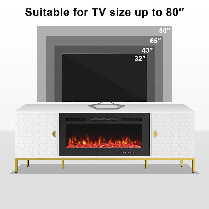 70  Wood Fireplace TV Stand with 36  Electric Fireplace