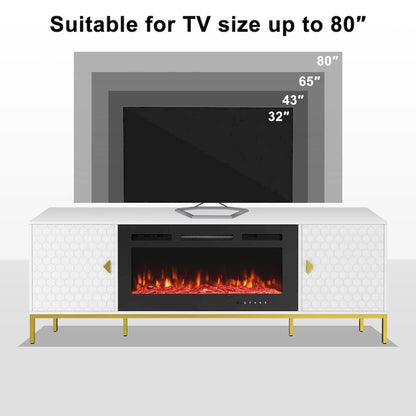 70  Wood Fireplace TV Stand with 36  Electric Fireplace
