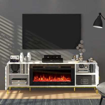 70  Wood Fireplace TV Stand with 36  Electric Fireplace
