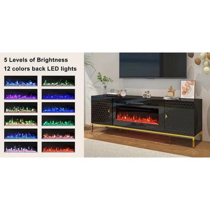 70  Wood Fireplace TV Stand with 36  Electric Fireplace