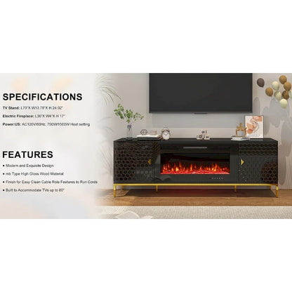 70  Wood Fireplace TV Stand with 36  Electric Fireplace