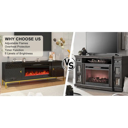 70  Wood Fireplace TV Stand with 36  Electric Fireplace