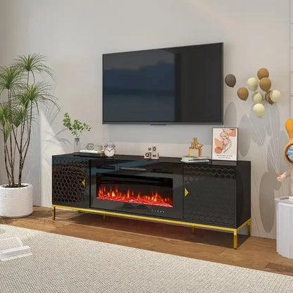 70  Wood Fireplace TV Stand with 36  Electric Fireplace