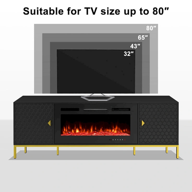 70  Wood Fireplace TV Stand with 36  Electric Fireplace
