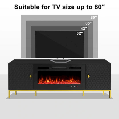 70  Wood Fireplace TV Stand with 36  Electric Fireplace