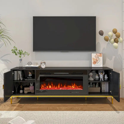 70  Wood Fireplace TV Stand with 36  Electric Fireplace