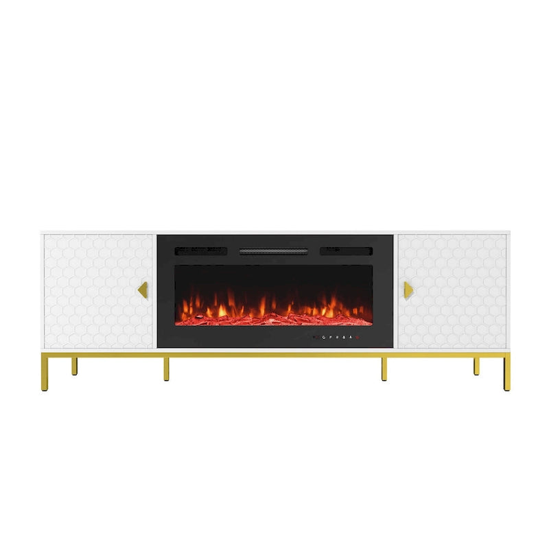 70  Wood Fireplace TV Stand with 36  Electric Fireplace