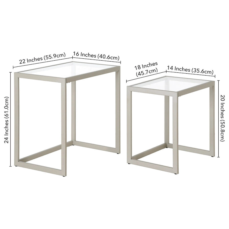 Rocco Rectangular Nested Side Table - 22  Wide