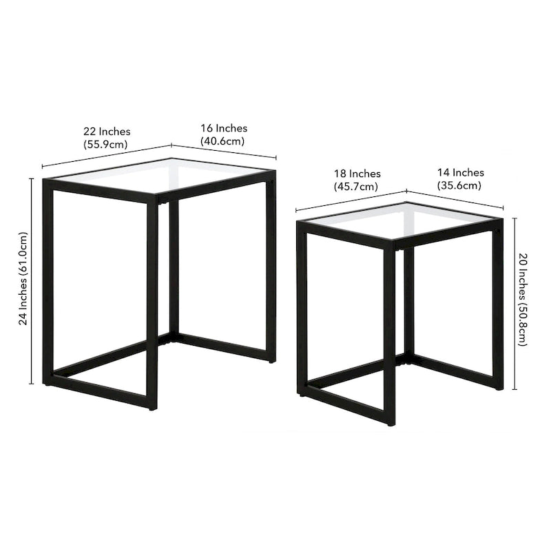 Rocco Rectangular Nested Side Table - 22  Wide