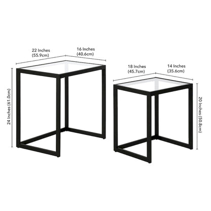 Rocco Rectangular Nested Side Table - 22  Wide