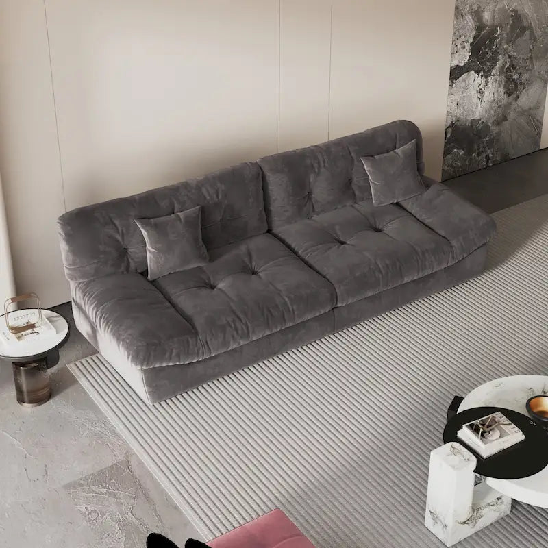 105  Modern Sanded Velvet Cloud Loveseat Sofa Sectional Couch for Living Room