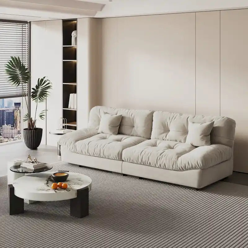 105  Modern Sanded Velvet Cloud Loveseat Sofa Sectional Couch for Living Room