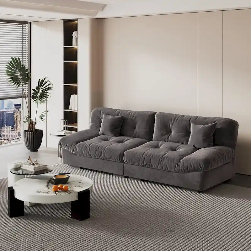 105  Modern Sanded Velvet Cloud Loveseat Sofa Sectional Couch for Living Room