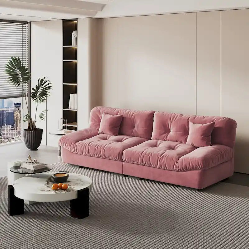 105  Modern Sanded Velvet Cloud Loveseat Sofa Sectional Couch for Living Room