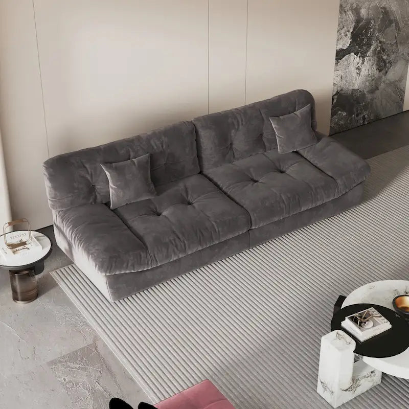 105  Modern Sanded Velvet Cloud Loveseat Sofa Sectional Couch for Living Room