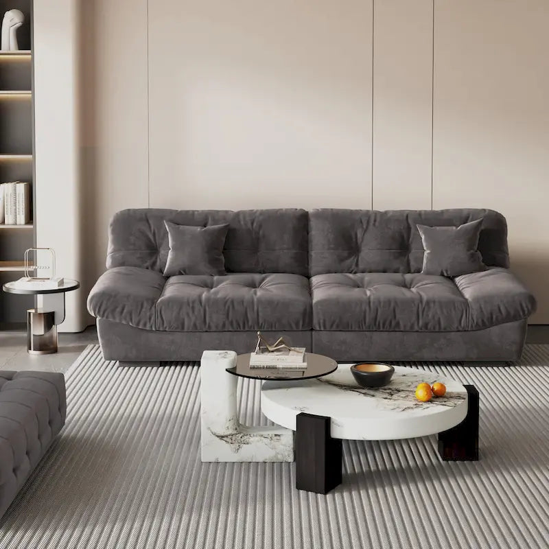 105  Modern Sanded Velvet Cloud Loveseat Sofa Sectional Couch for Living Room