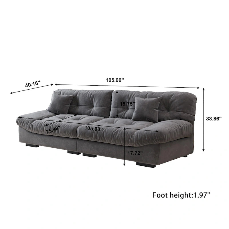 105  Modern Sanded Velvet Cloud Loveseat Sofa Sectional Couch for Living Room
