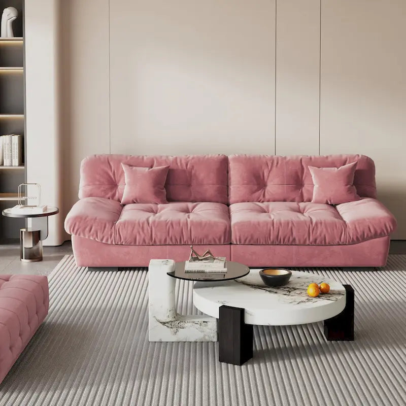 105  Modern Sanded Velvet Cloud Loveseat Sofa Sectional Couch for Living Room