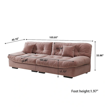 105  Modern Sanded Velvet Cloud Loveseat Sofa Sectional Couch for Living Room