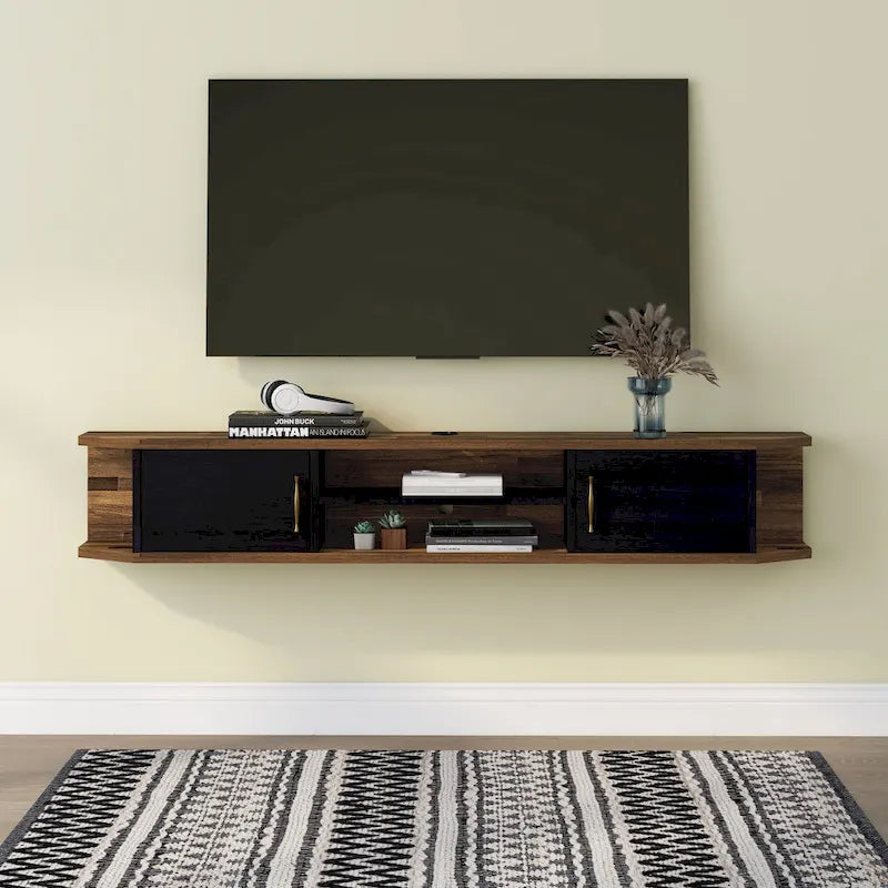 DH BASIC Mid-Century Modern 71-inch 4-Shelf Floating TV Console by Denhour