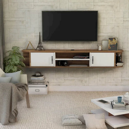 DH BASIC Mid-Century Modern 71-inch 4-Shelf Floating TV Console by Denhour