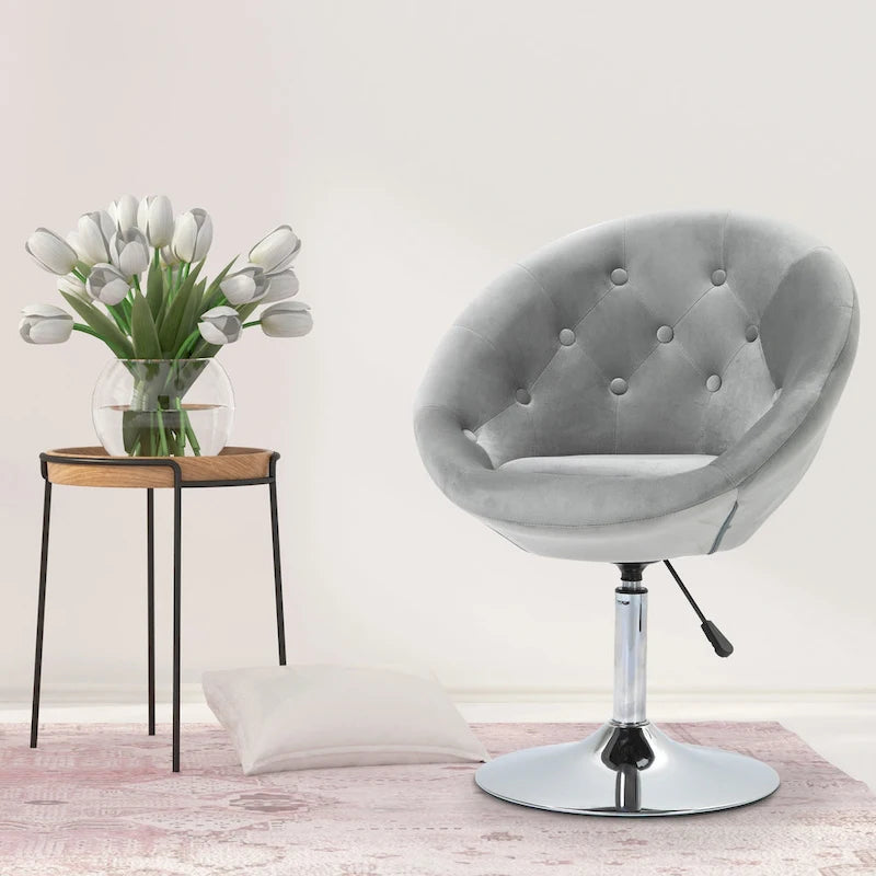 HOMCOM Swivel Accent Chair Modern Makeup Vanity Chair Adjustable Height Leisure Lounge Chair