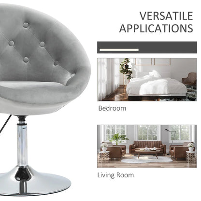 HOMCOM Swivel Accent Chair Modern Makeup Vanity Chair Adjustable Height Leisure Lounge Chair